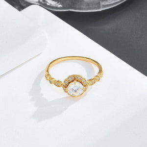 Gold Glittering Moissanite Gemstone Ring