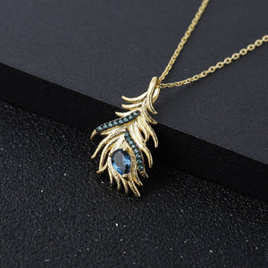 London Blue Topa Feather Pendant