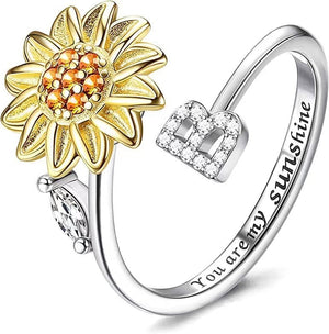 Sunflower 26 Letter Rotatable Ring