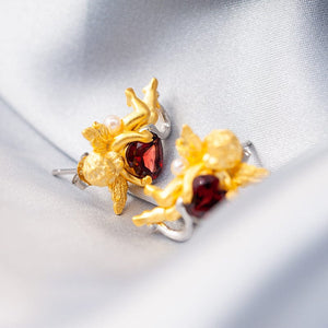 Cute Angel Garnet Earrings