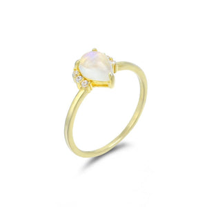 V-shaped Moonstone Set Ring