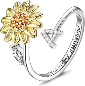 Sunflower 26 Letter Rotatable Ring