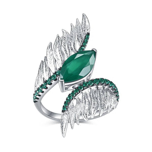 Amethyst/Chrysoprase Feather Ring