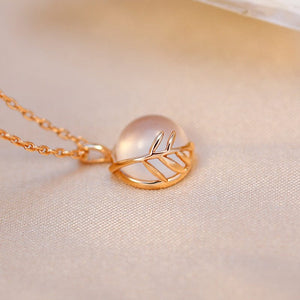 Leaf Vine Rose Quartz Pendant