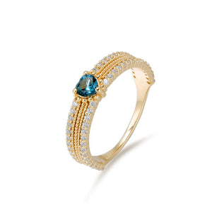 Stunning Heart Blue topaz Ring