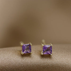 Small Square Gemstone Earrings