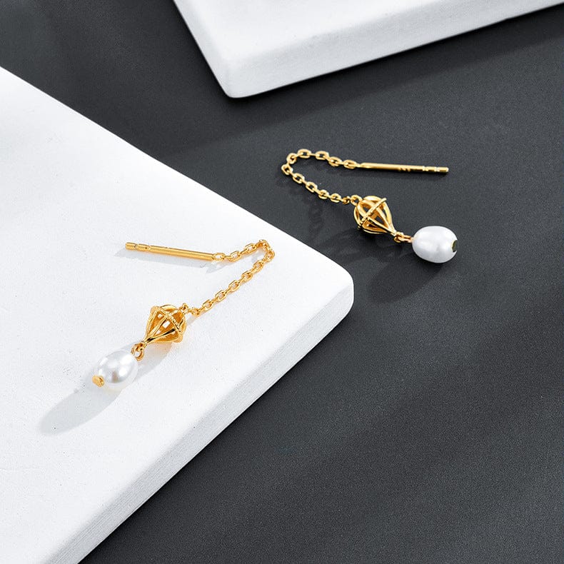 Gold  Lantern Pearl Earrings