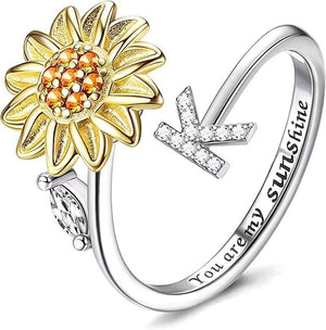 Sunflower 26 Letter Rotatable Ring