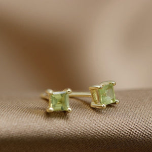 Small Square Gemstone Earrings