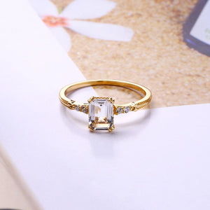 Starry Square White Crystal Ring