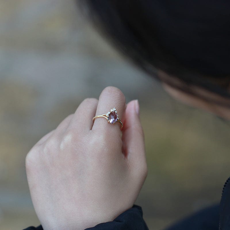 Teardrop Amethyst Ring