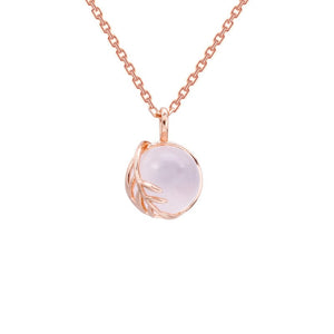 Leaf Vine Rose Quartz Pendant