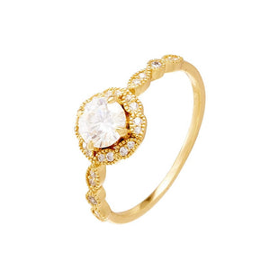 Gold Glittering Moissanite Gemstone Ring