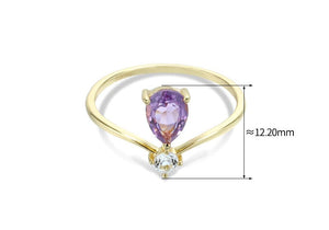 V-shaped Teardrop Amethyst Topaz Ring