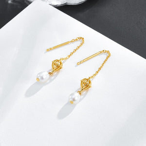 Gold  Lantern Pearl Earrings