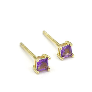 Small Square Gemstone Earrings