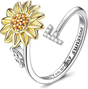 Sunflower 26 Letter Rotatable Ring