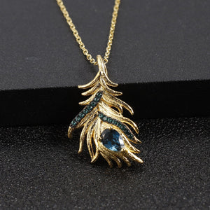 London Blue Topa Feather Pendant