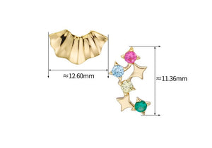 Star Colored  Asymmetrical Zirconia Earrings