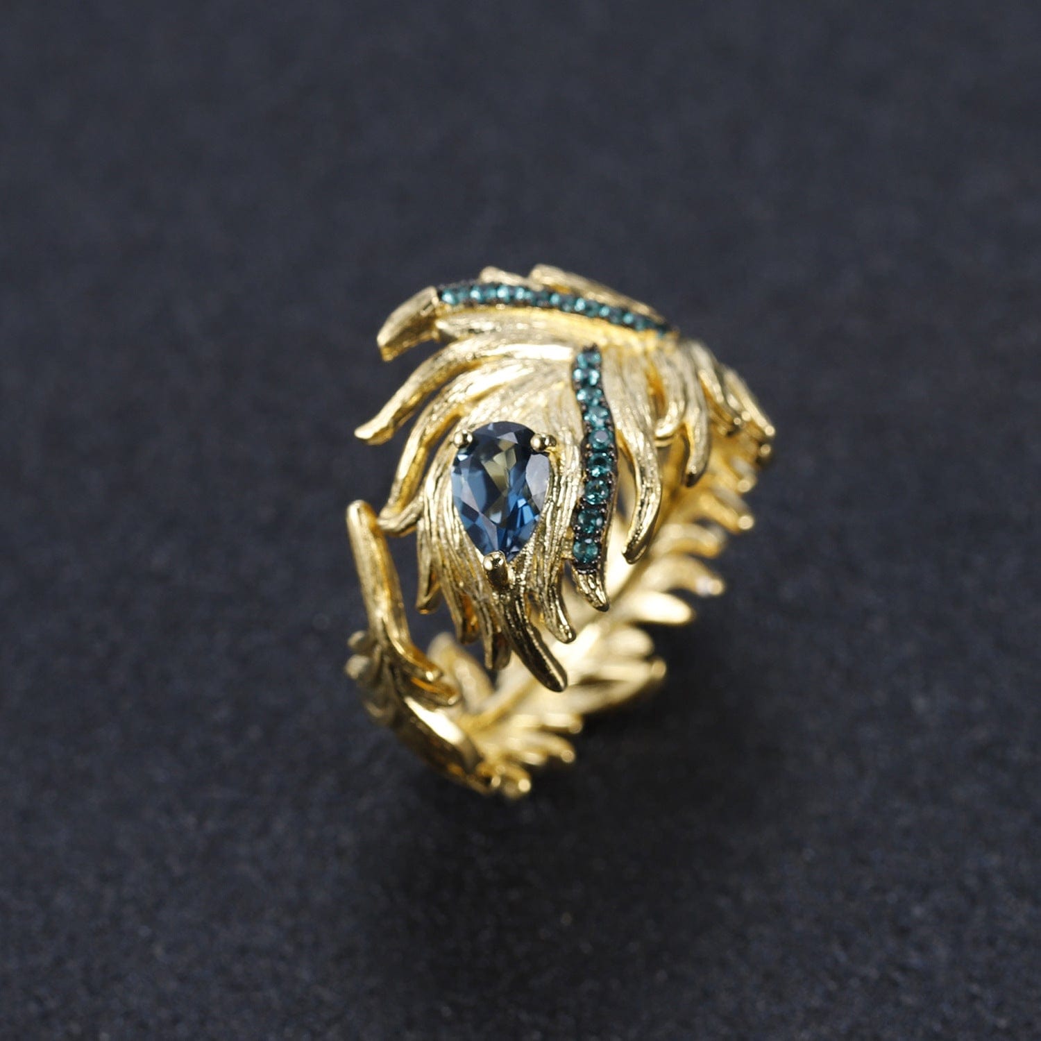 Feather London Blue Topaz Open Ring