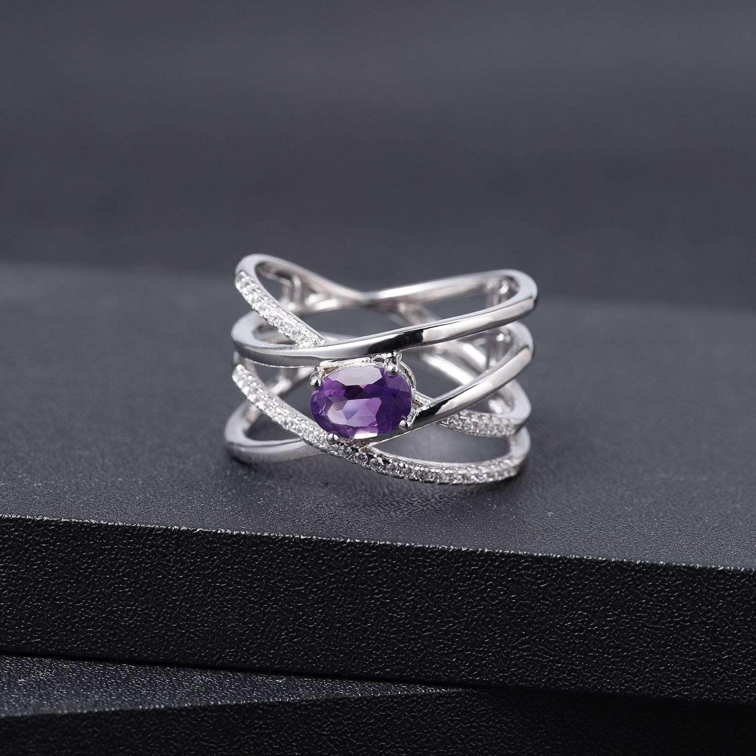 Criss-Cross Amethyst Ring