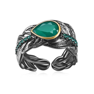 Chrysoprase /Amethyst/Blue Topaz Ring Feather Ring