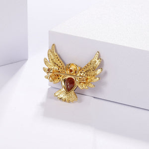 Garnet Owl Brooch Pendant Dual-Use