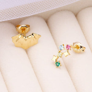 Star Colored  Asymmetrical Zirconia Earrings