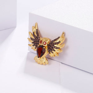 Garnet Owl Brooch Pendant Dual-Use