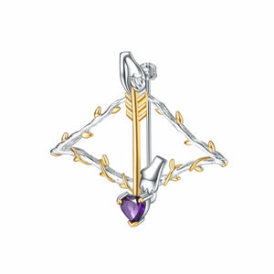 Bow and Arrow Shape Garnet/Amethyst Brooches Pendant Dual-Use