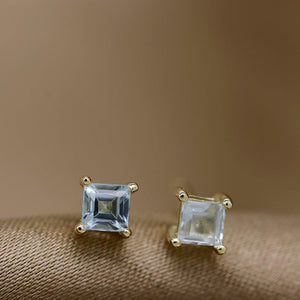 Small Square Gemstone Earrings