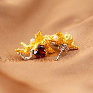 Cute Angel Garnet Earrings