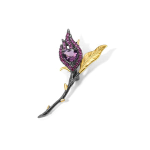 Floral Amethyst Brooch