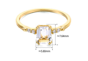 Starry Square White Crystal Ring