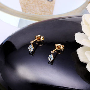 Rhombus Blue Topaz Earrings