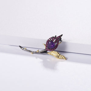 Floral Amethyst Brooch