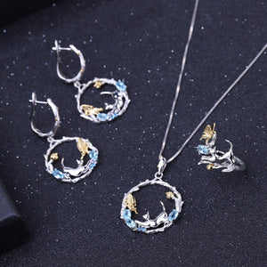 Cute Cat Swiss Blue Topaz Pendant