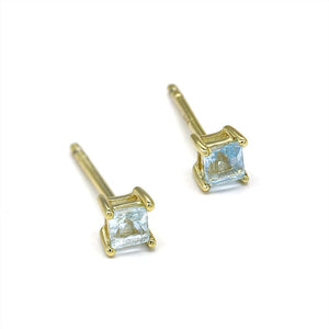 Small Square Gemstone Earrings