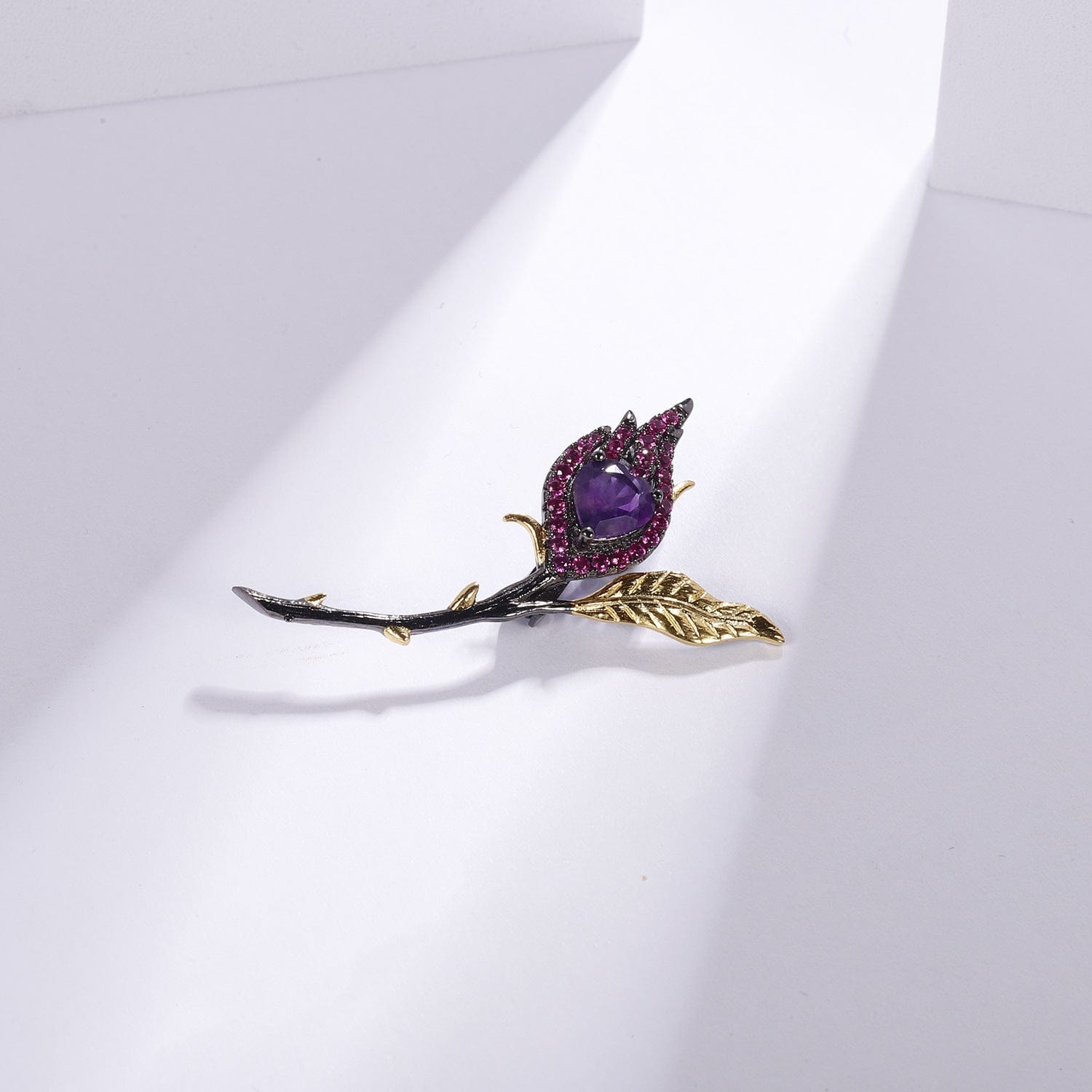 Floral Amethyst Brooch