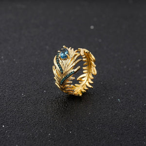 Feather London Blue Topaz Open Ring