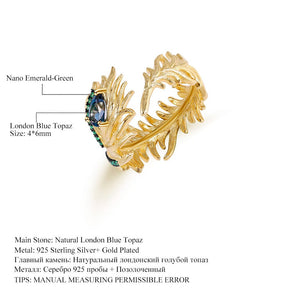 Feather London Blue Topaz Open Ring