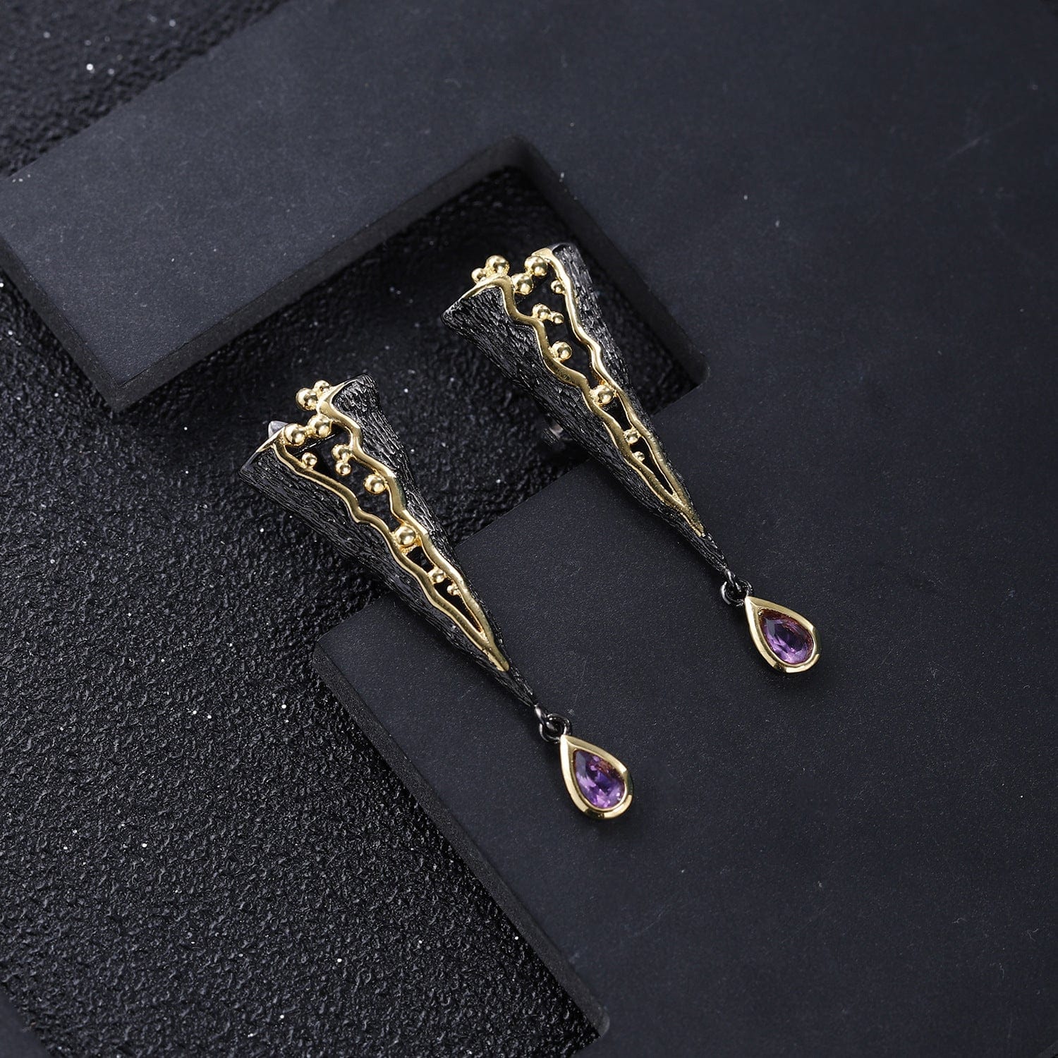 Vintage Vine Amethyst Earrings