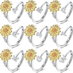 Sunflower 26 Letter Rotatable Ring