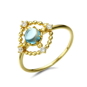 Openwork disc London blue topaz ring