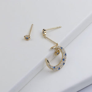 Asymmetric Moon and Star Earrings