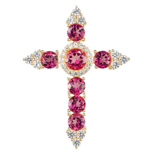 Natural Gems Cross Pendant