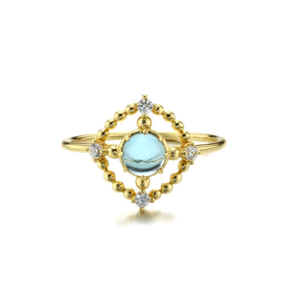 Openwork disc London blue topaz ring