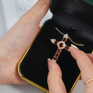 Garnet Cross Pendant