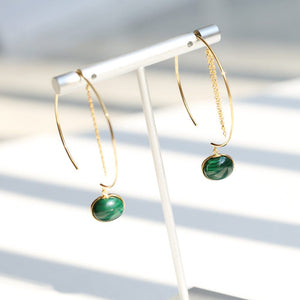 Simple and Exaggerated- Malachite Earrings