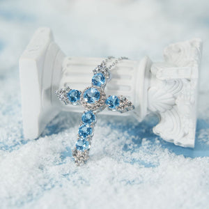 Swiss Blue Topaz Cross Pendant